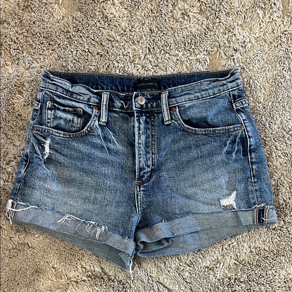 Silver Jeans Distressed Blue Jean Shorts
